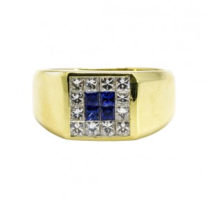 18K  Blue Sapphire Diamond Ring